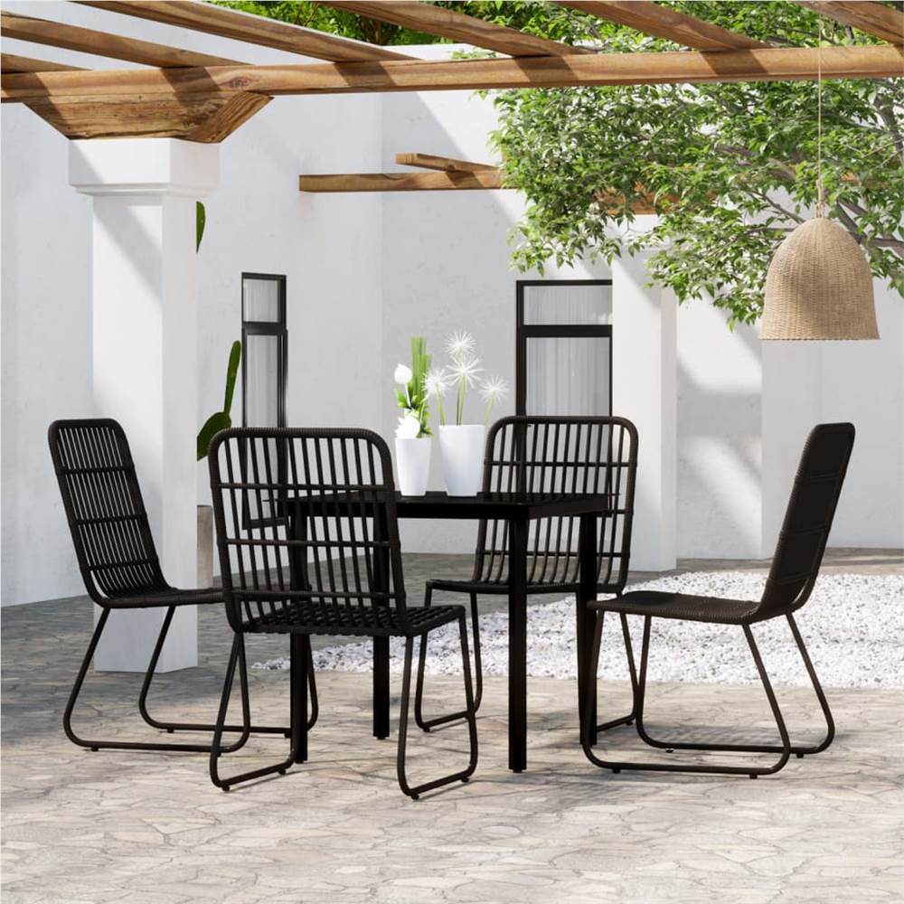 

5 Piece Garden Dining Set Black