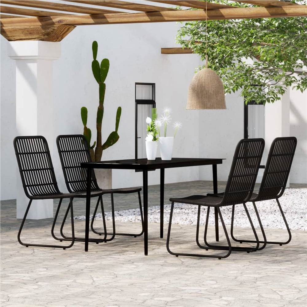 

5 Piece Garden Dining Set Black