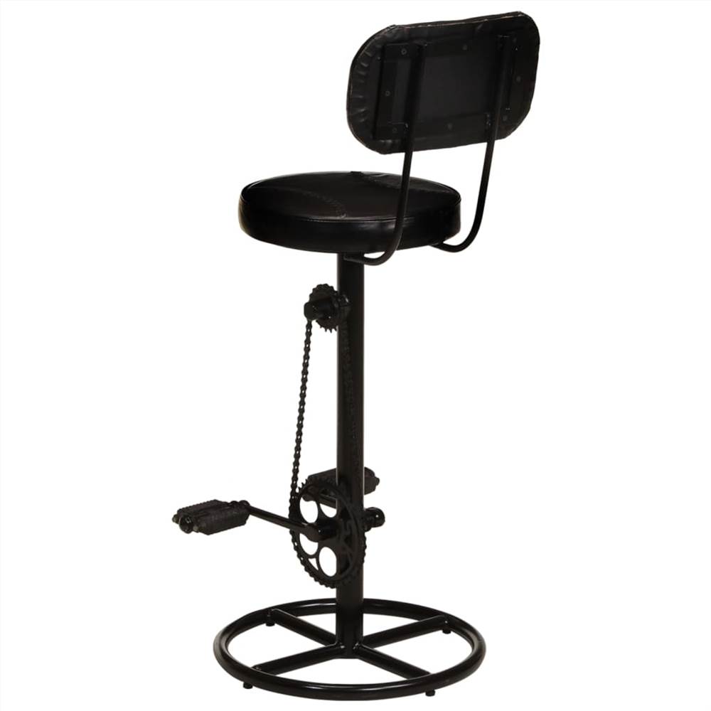 Bar Stools 2 Pcs Black Real Goat Leather 