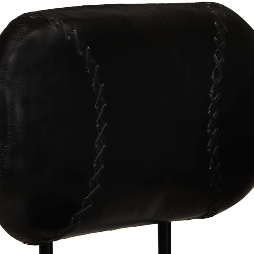 Bar Stools 2 pcs Black Real Goat Leather