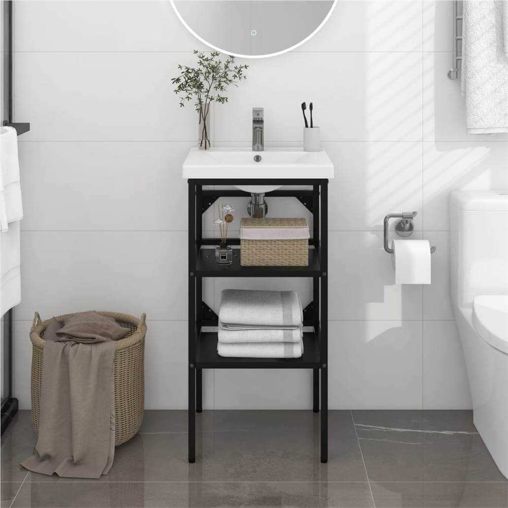 

Bathroom Washbasin Frame Black 40x38x83 cm Iron