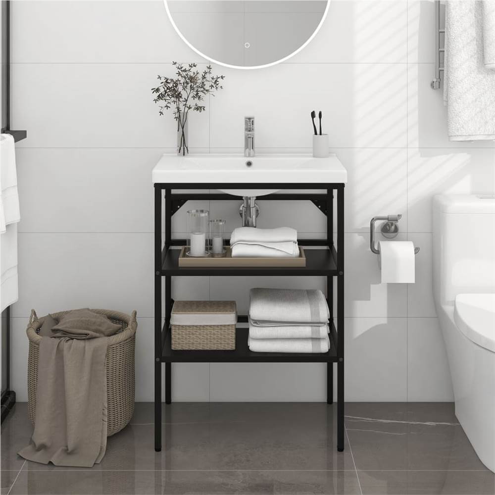 

Bathroom Washbasin Frame Black 59x38x83 cm Iron