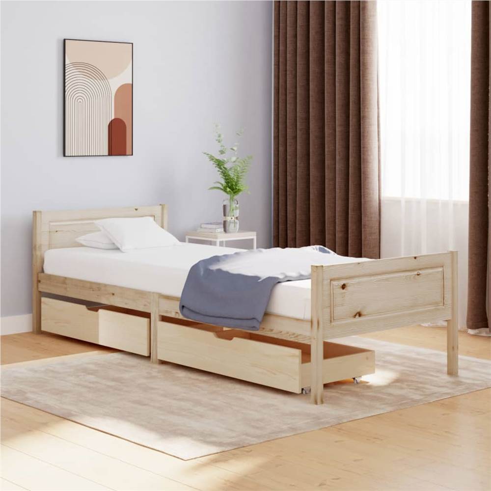 

Bed Frame with 2 Drawers Solid Wood Pine 100x200 cm