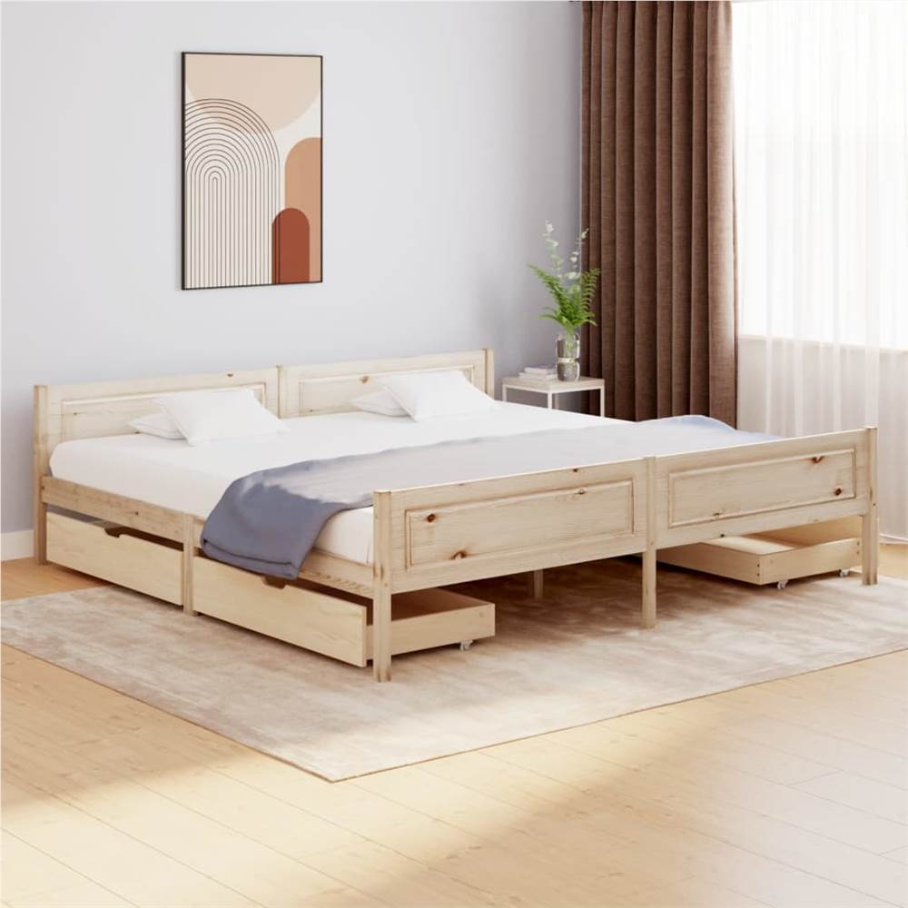 

Bed Frame with 4 Drawers Solid Wood Pine 180x200 cm 6FT Super King