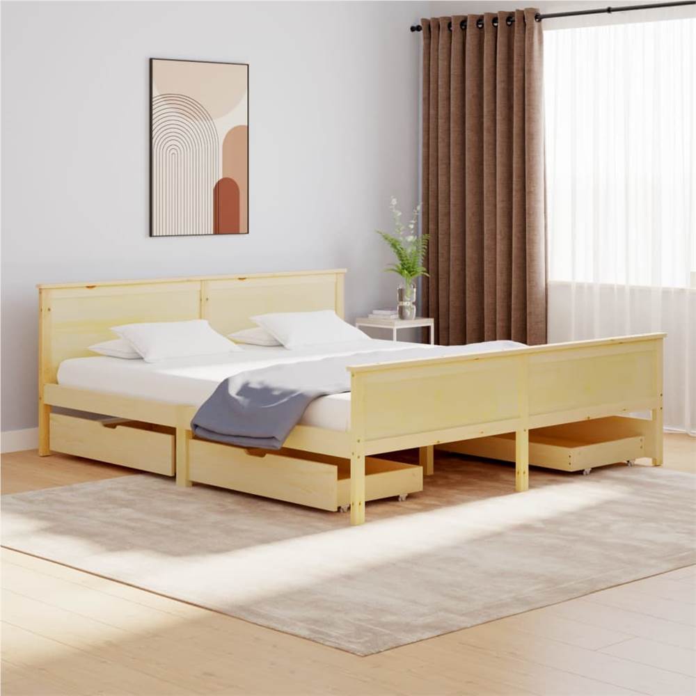 

Bed Frame with 4 Drawers Solid Wood Pine 180x200 cm 6FT Super King