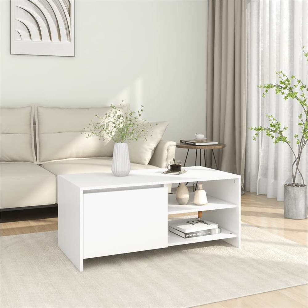 

Coffee Table White 102x50x45 cm Engineered Wood