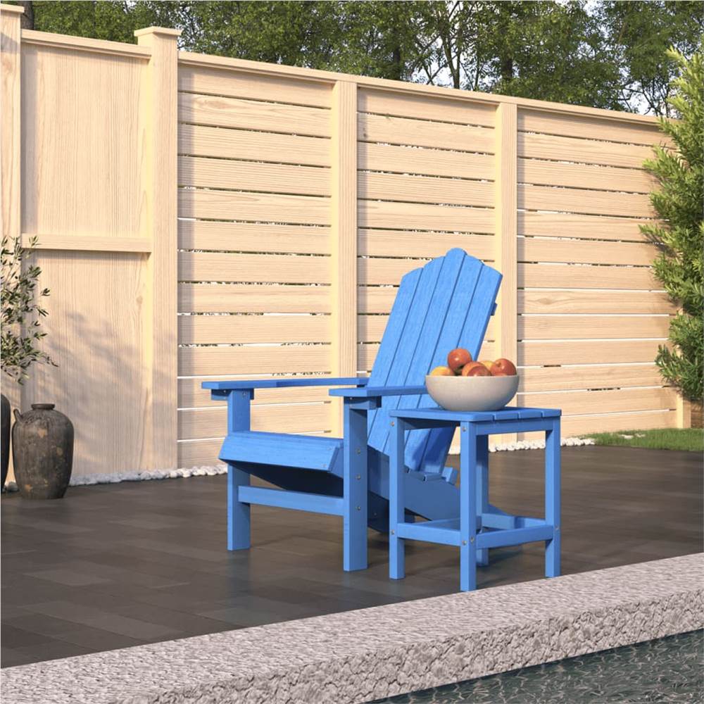 

Garden Adirondack Chair with Table HDPE Aqua Blue