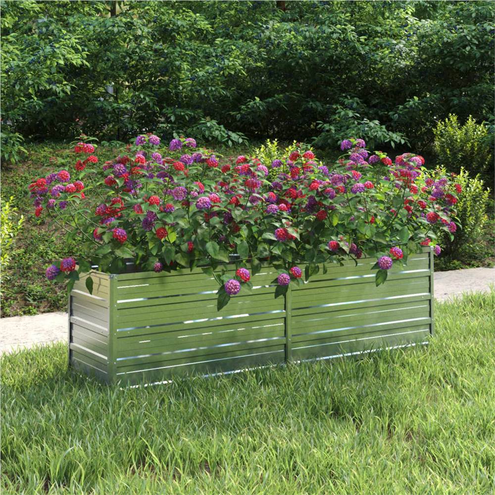 

Garden Raised Bed 160x40x45 cm Galvanized Steel Silver