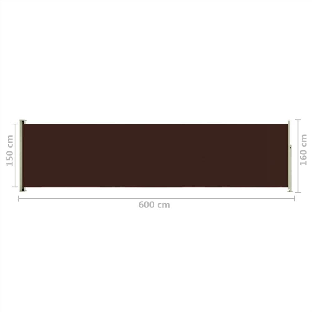 Patio Retractable Side Awning 160x600 cm Brown