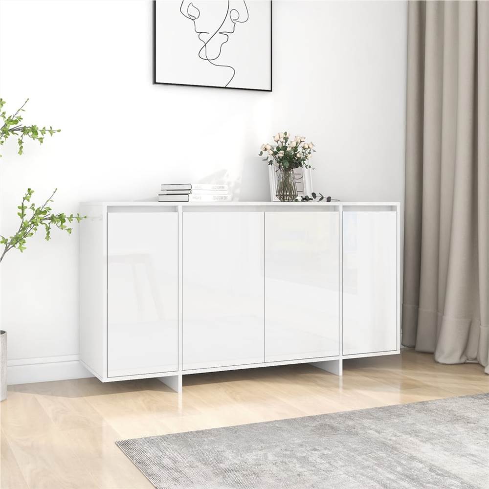 

Sideboard High Gloss White 135x41x75 cm Chipboard