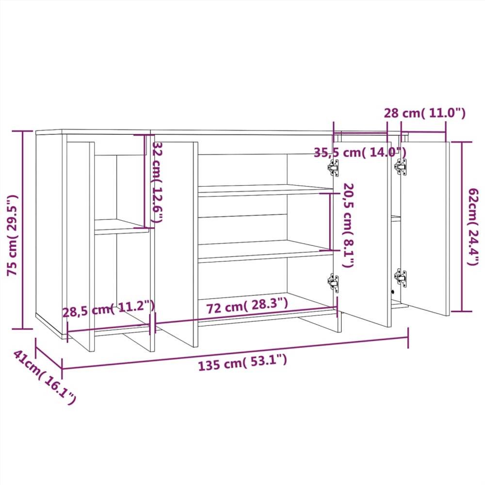 Sideboard White 135x41x75 Cm Chipboard 13 Sideboard White 135x41x75 cm Chipboard