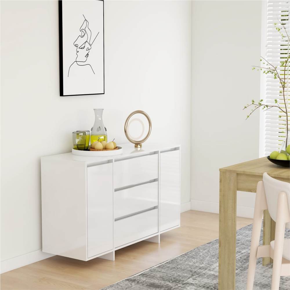 

Sideboard with 3 Drawers High Gloss White 120x41x75 cm Chipboard