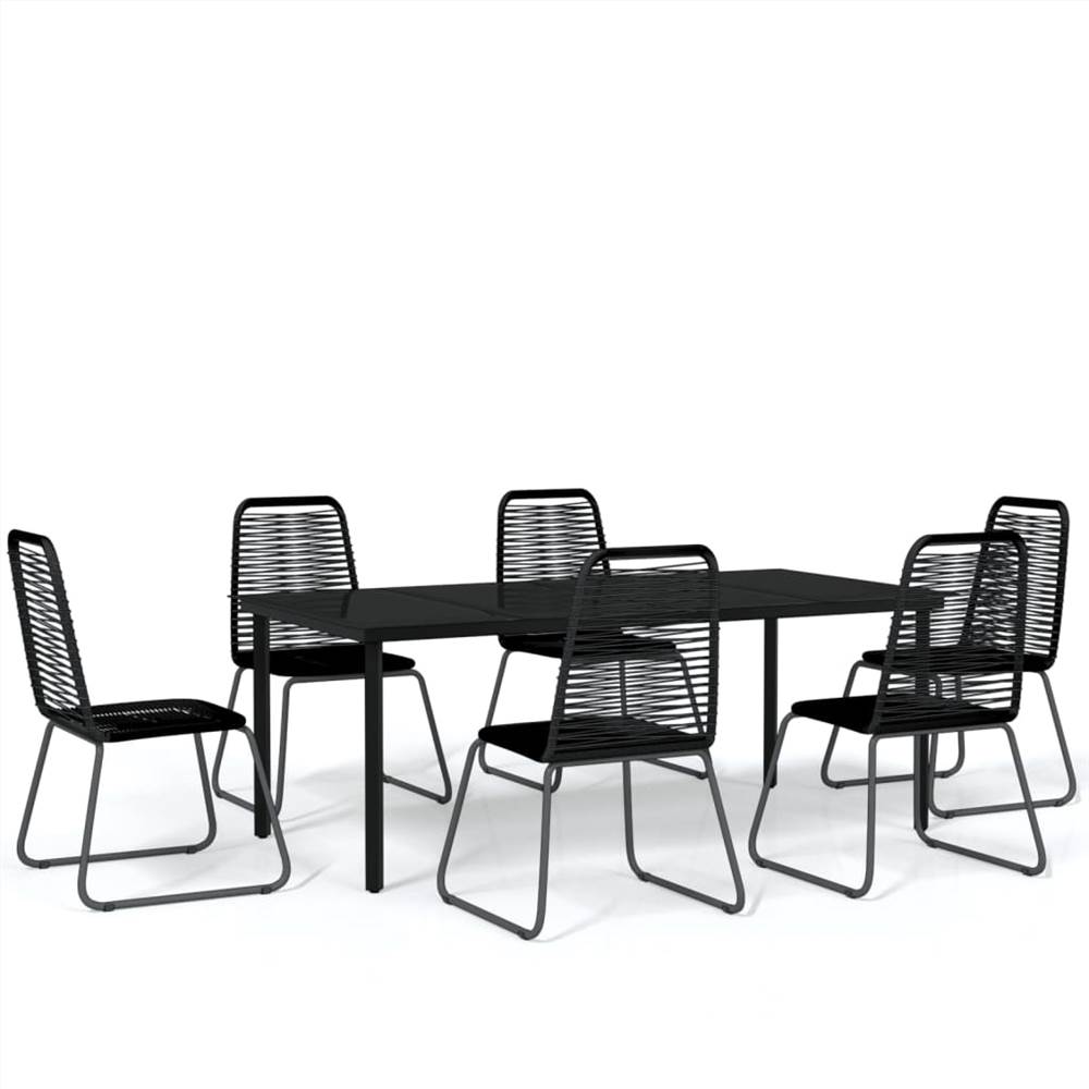 7 Piece Garden Dining Set Black