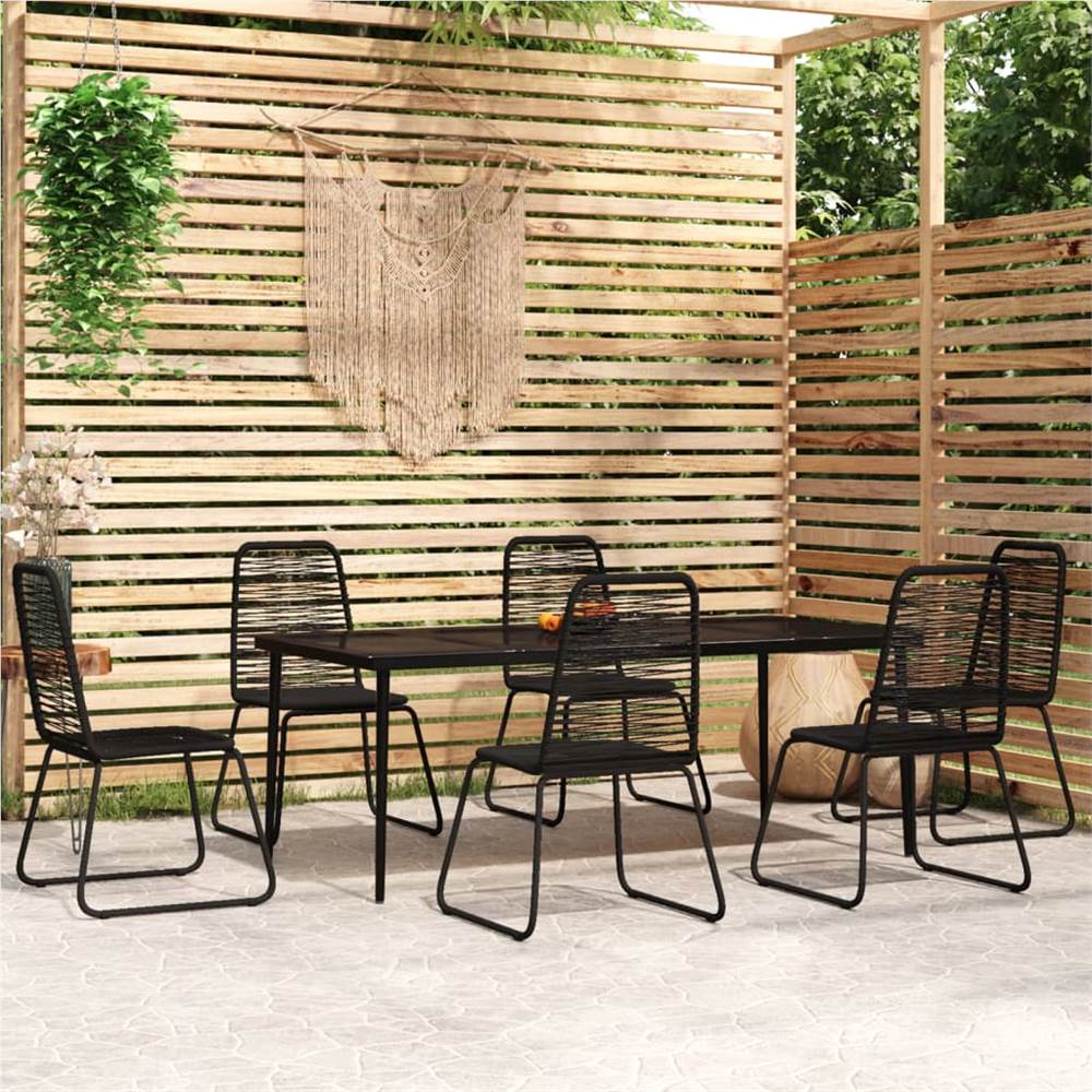 

7 Piece Garden Dining Set Black