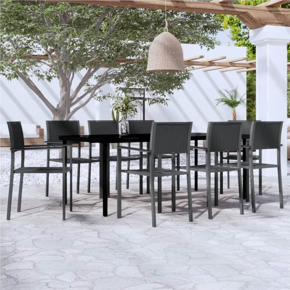 

9 Piece Garden Dining Set Black