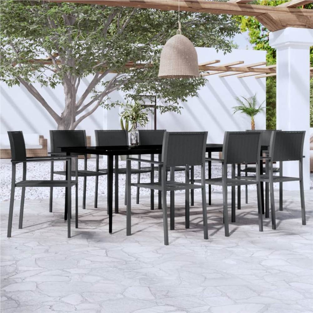 

9 Piece Garden Dining Set Black