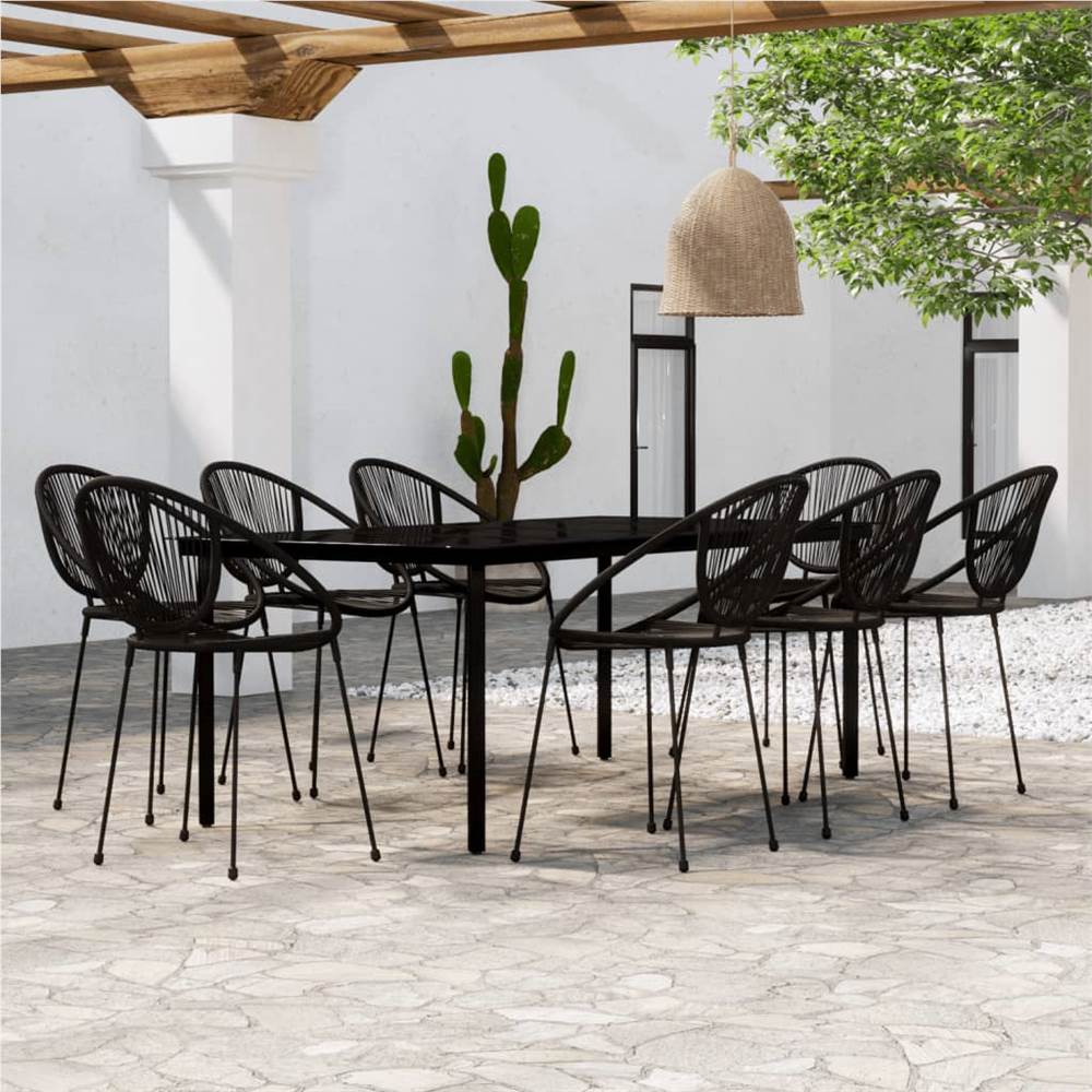 

9 Piece Garden Dining Set Black