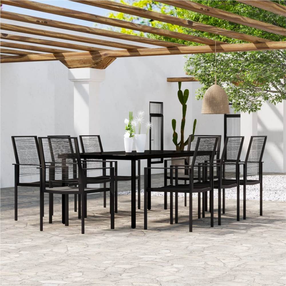 

9 Piece Garden Dining Set Black