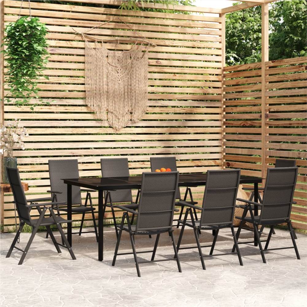 

9 Piece Garden Dining Set Black