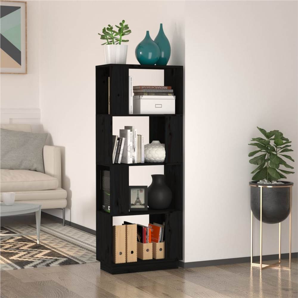 

Book Cabinet/Room Divider Black 51x25x132 cm Solid Wood Pine