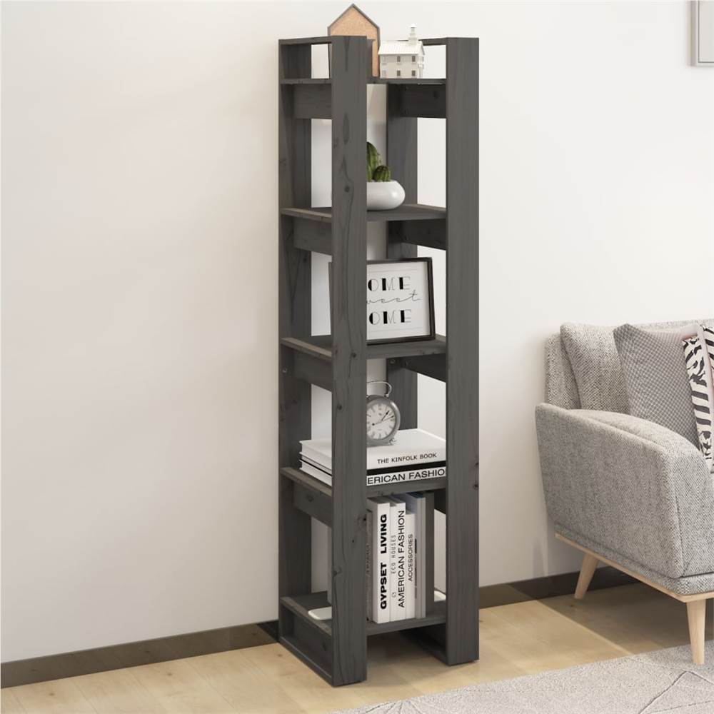 

Book Cabinet/Room Divider Grey 41x35x160 cm Solid Wood Pine