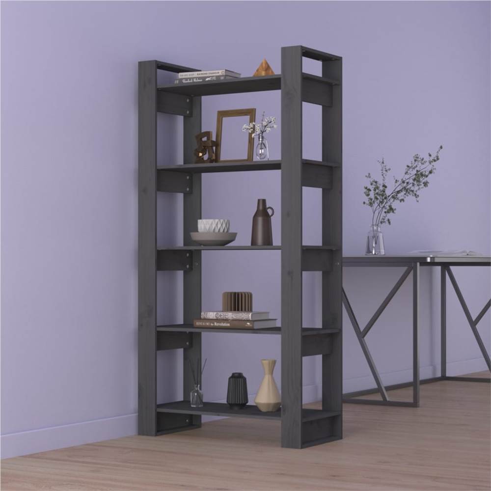 Book Cabinet/Room Divider Grey 80x35x160 cm Solid Wood