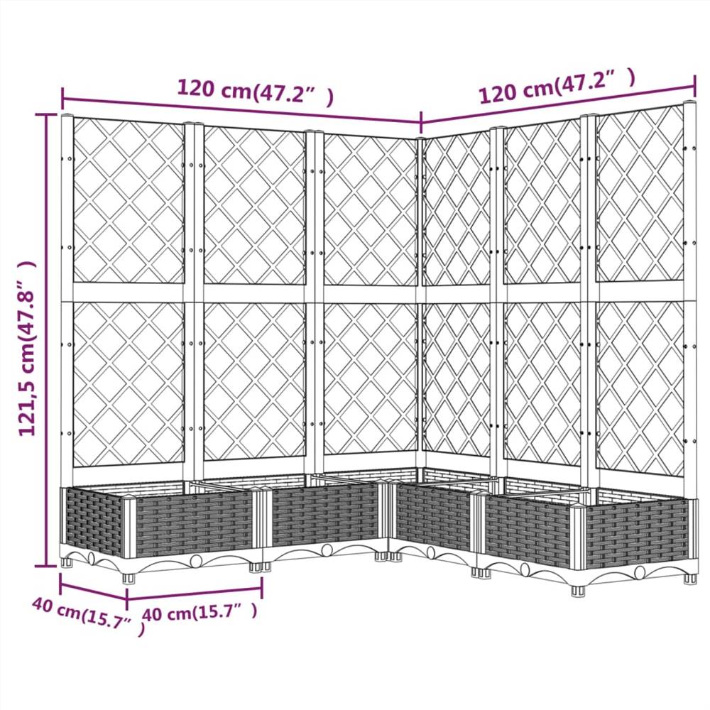 Garden Planter with Trellis Black 120x120x121.5 cm PP