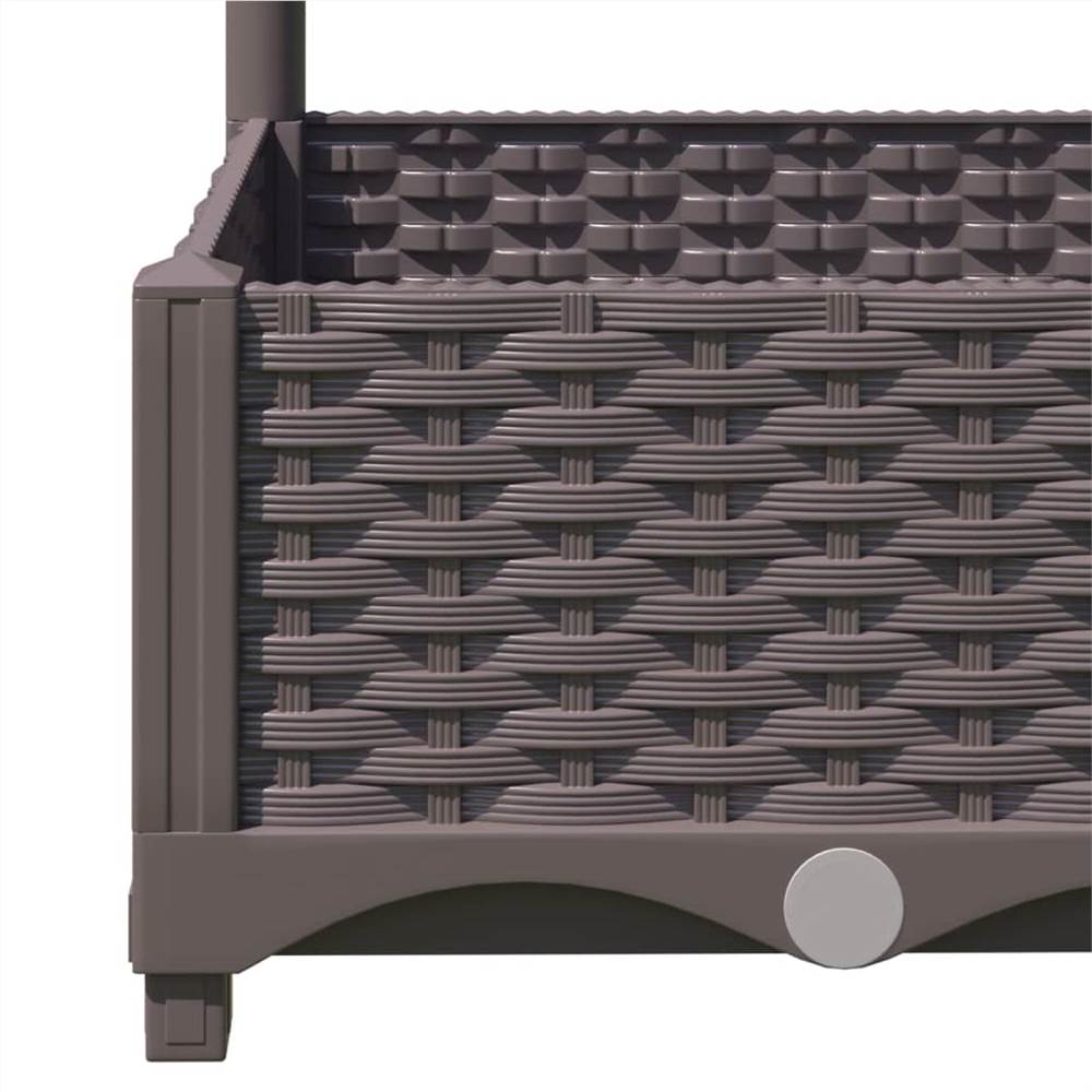 Garden Planter with Trellis Brown 80x80x121.5 cm PP