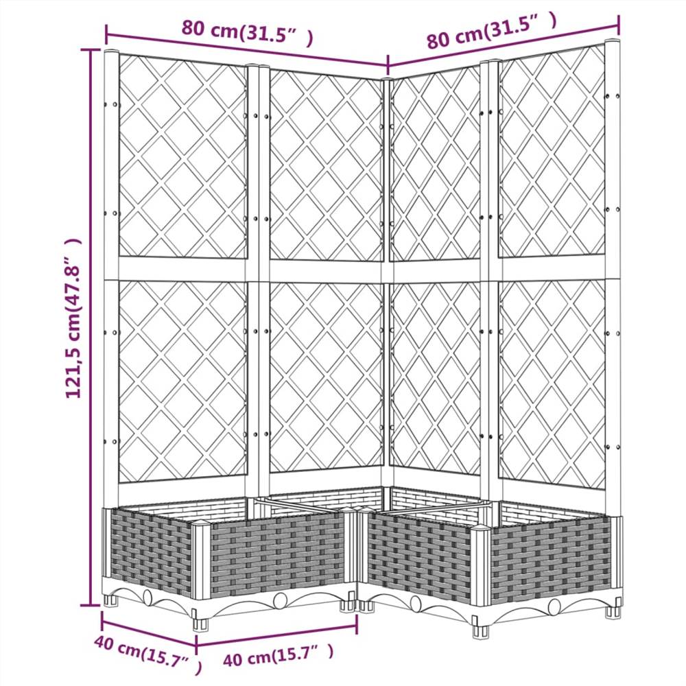 Garden Planter with Trellis Brown 80x80x121.5 cm PP