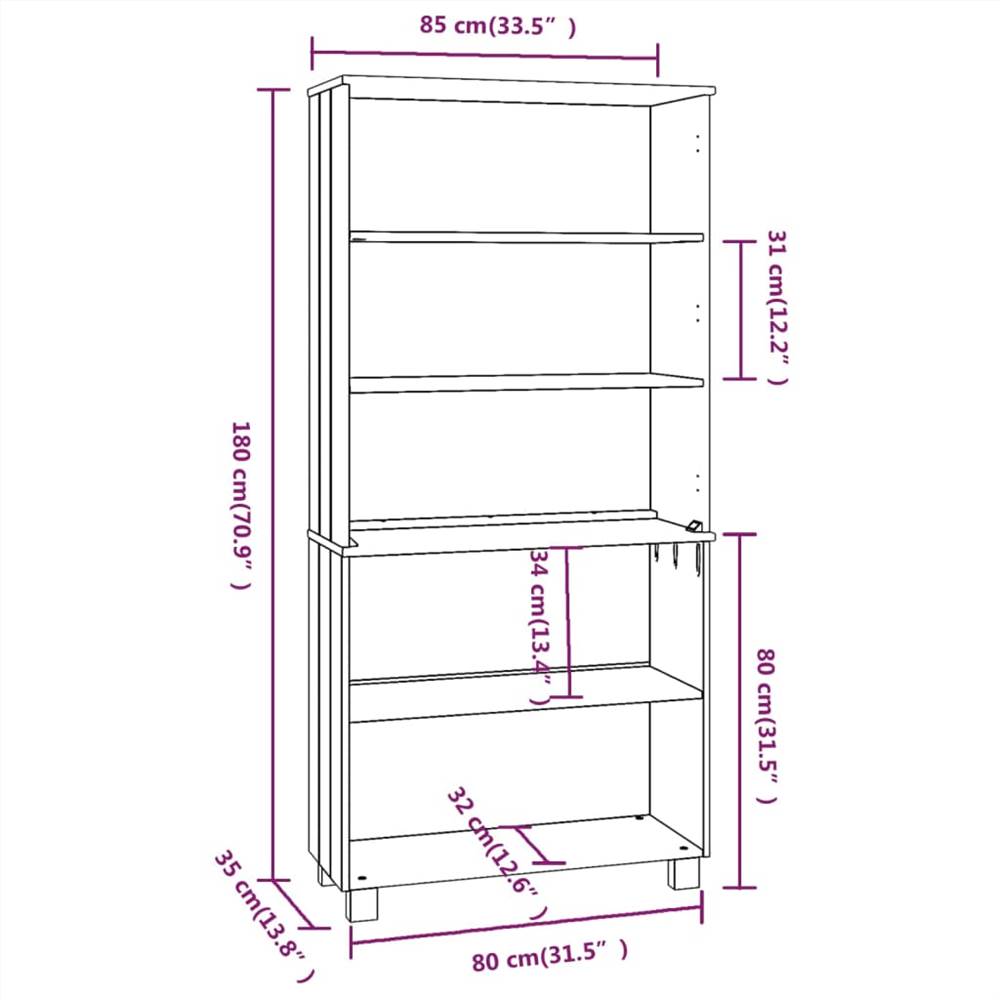 Highboard Solid Wood Pine Light Grey