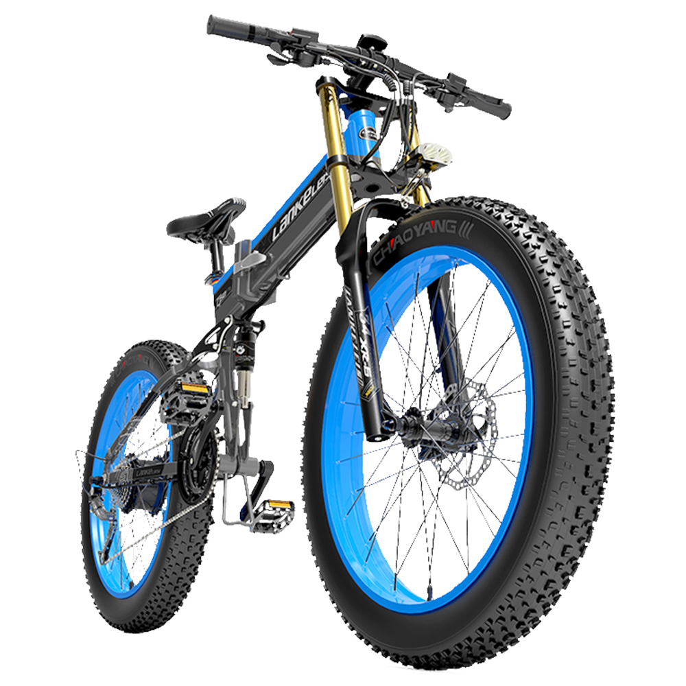 LANKELEISI T750 Plus Big Fork Electric Bike 48V 1000W Motor 17.5Ah Battery 26*4.0'' Fat Tire - Blue