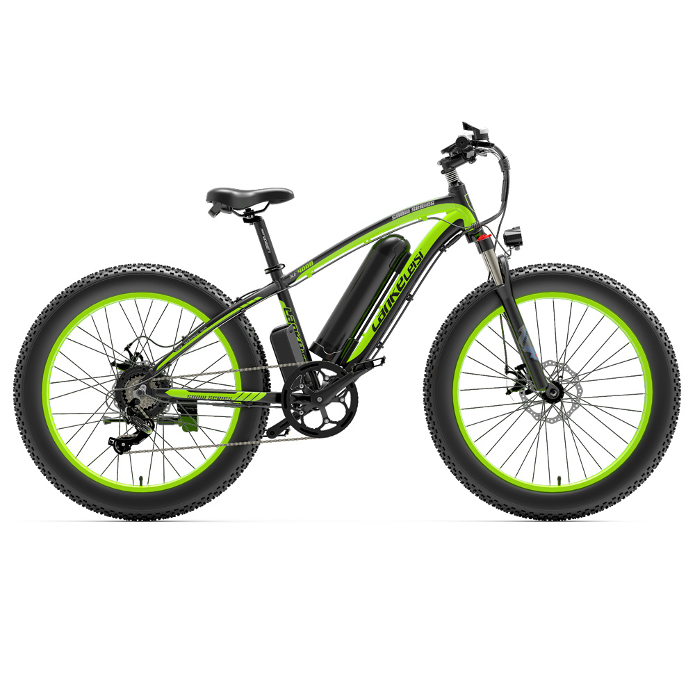 LANKELEISI XF4000 Electric Bike 48V 1000W Motor 16Ah Battery 26*4.0'' Fat Tire Shimano 7 Speed - Green