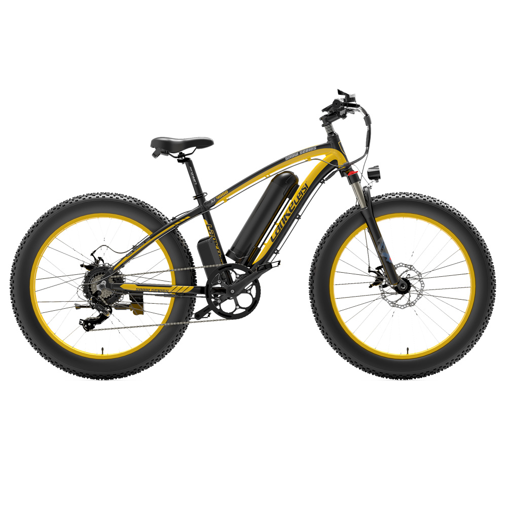 LANKELEISI XF4000 Electric Bike 48V 1000W Motor 16Ah Battery 26*4.0'' Fat Tire Shimano 7 Speed - Yellow