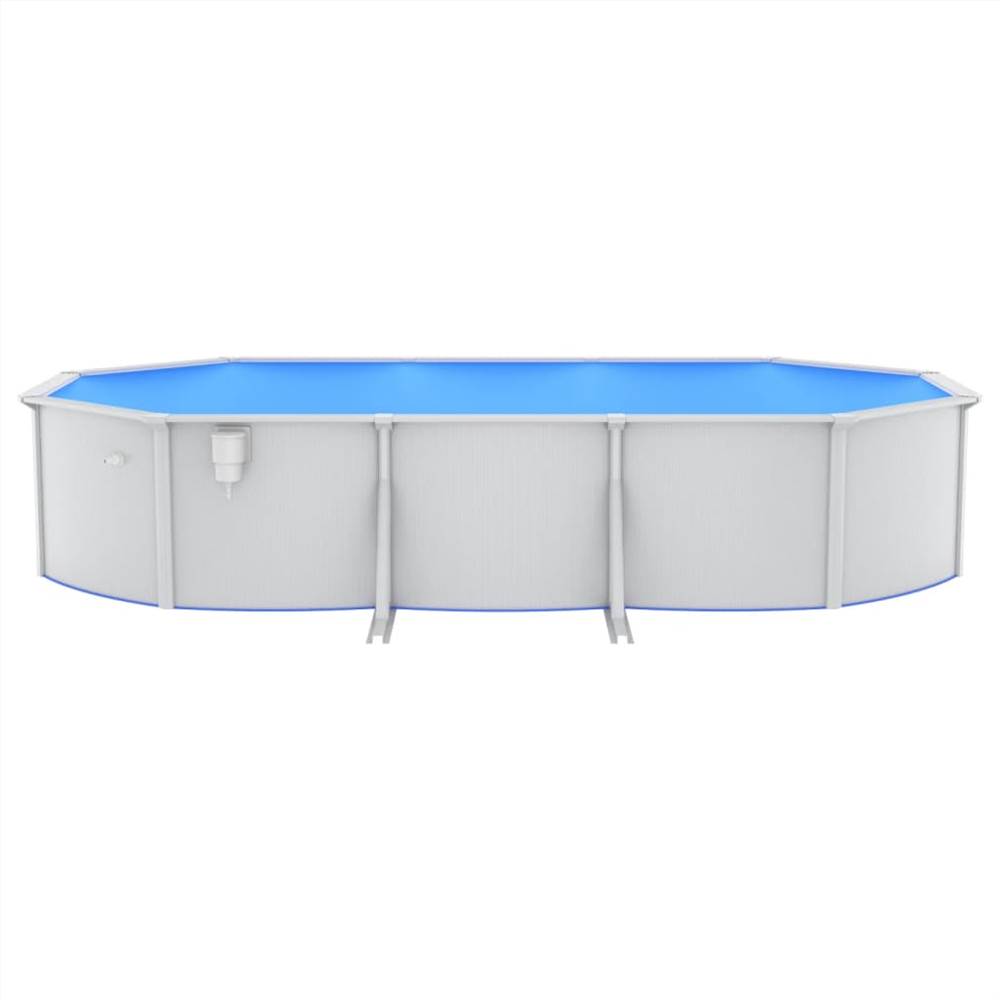 Swimming Pool with Steel Wall Oval 610x360x120 cm White