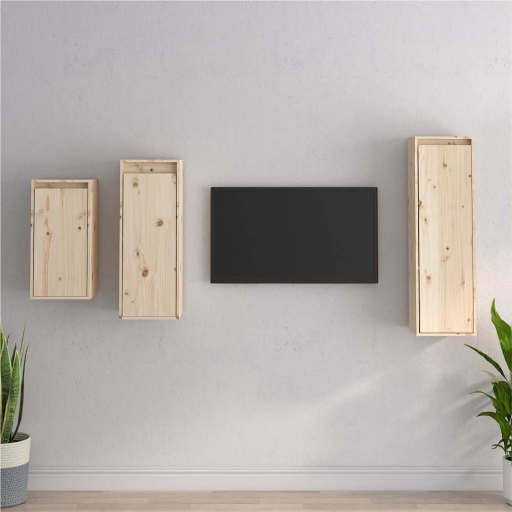 

TV Cabinets 3 pcs Solid Wood Pine