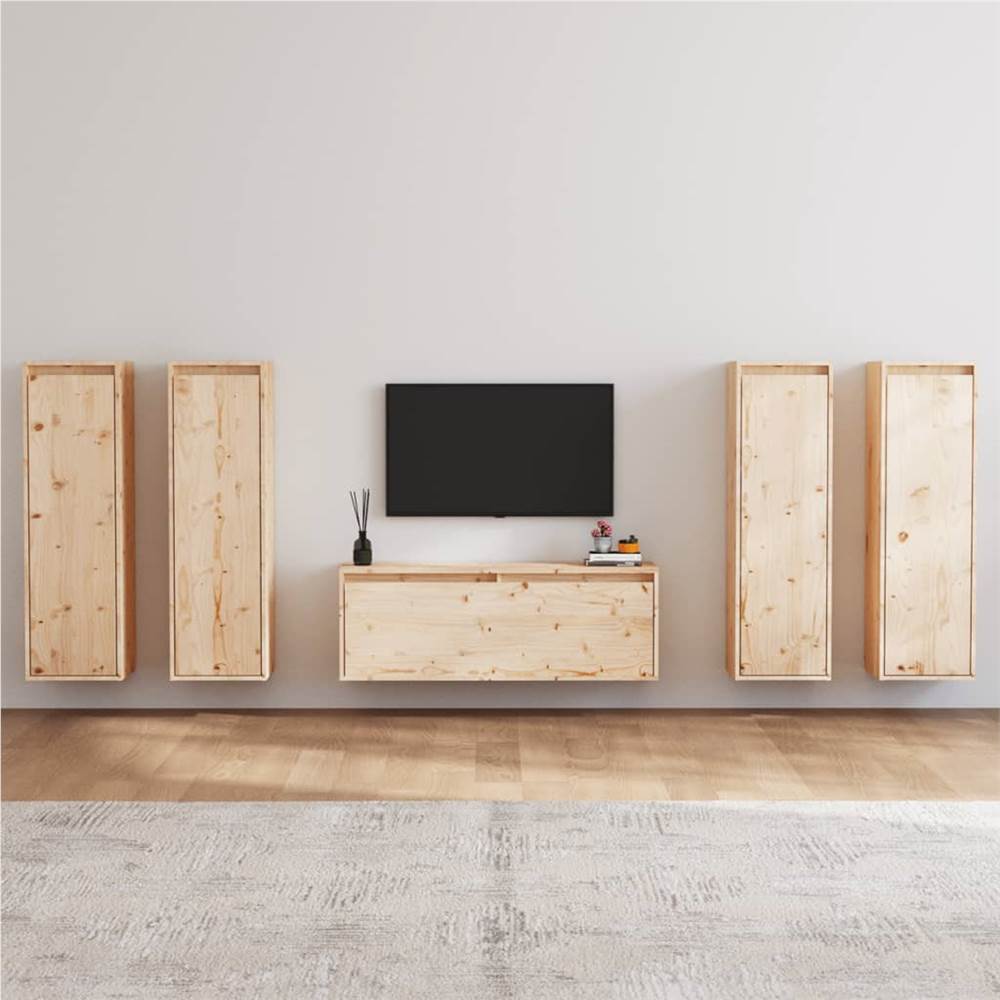 

TV Cabinets 5 pcs Solid Wood Pine