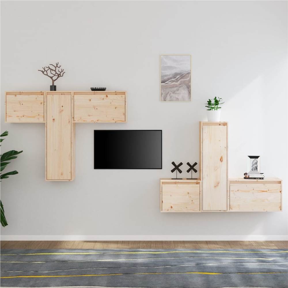 

TV Cabinets 6 pcs Solid Wood Pine