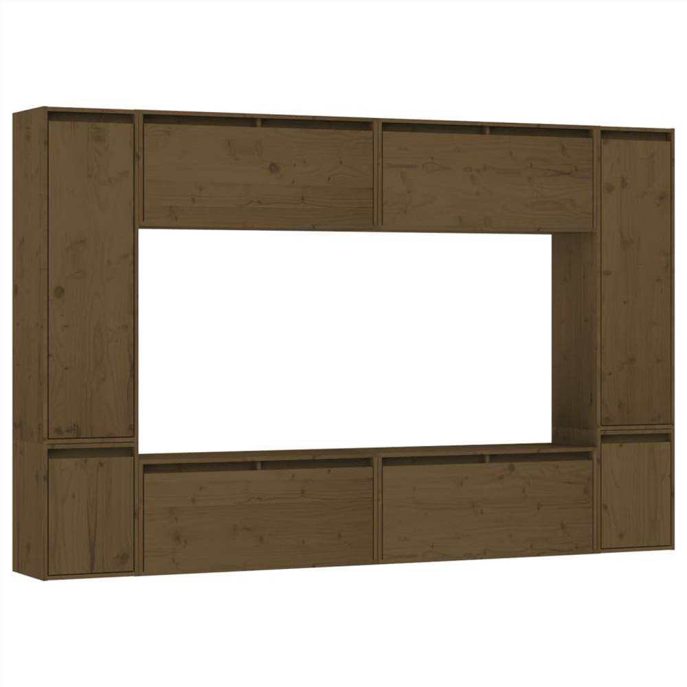 TV Cabinets 8 pcs Honey Brown Solid Wood Pine