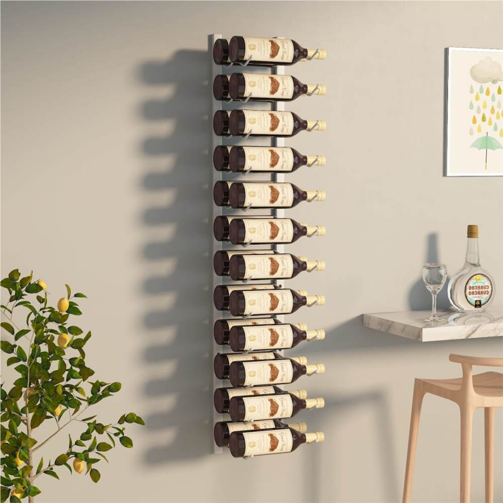 

Wall Mounted Wine Rack for 24 Bottles White Iron