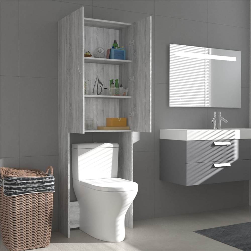 Washing Machine Cabinet Grey sonoma 64x25.5x190 cm