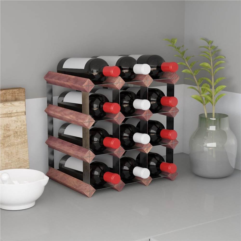 

Wine Rack for 12 Bottles Brown Solid Wood Pine