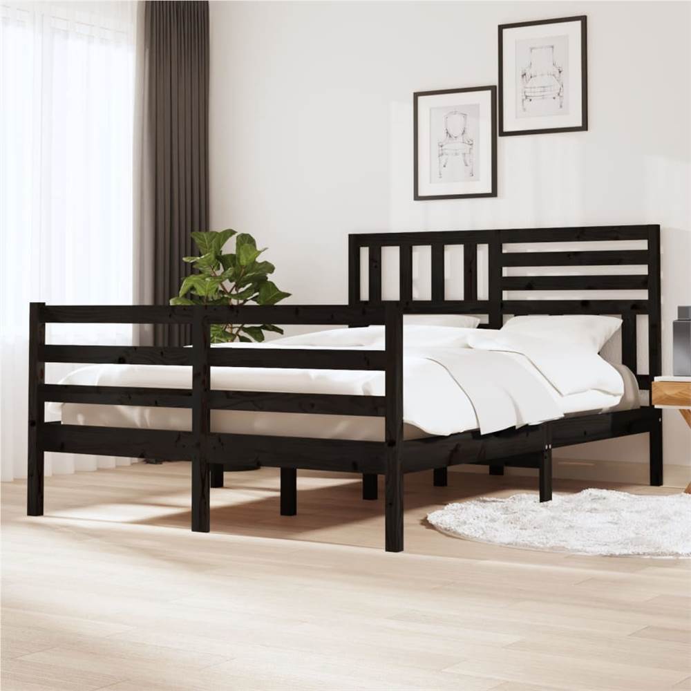 

Bed Frame Black Solid Wood 140x200 cm