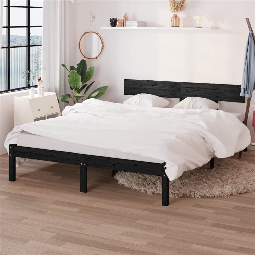

Bed Frame Black Solid Wood Pine 160x200 cm