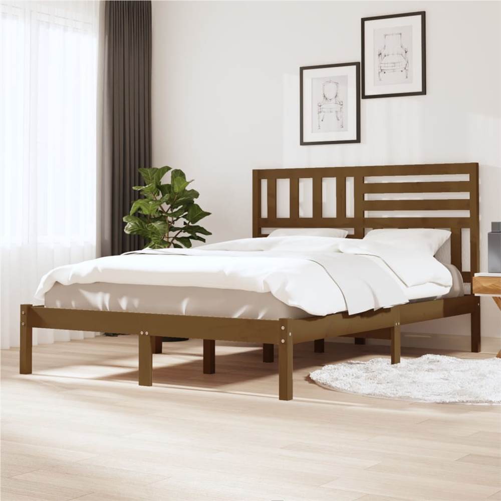 

Bed Frame Honey Brown Solid Wood Pine 140x200 cm Double