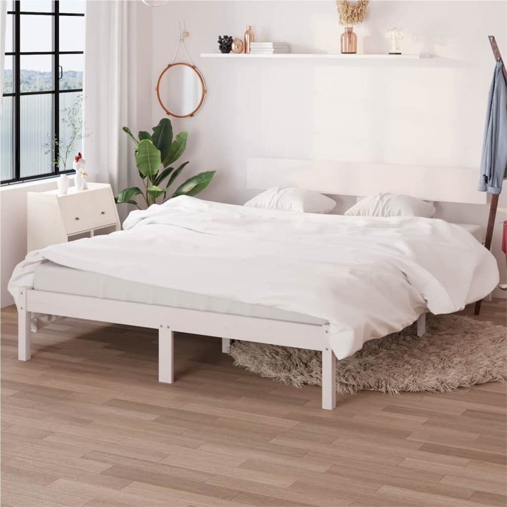 

Bed Frame White Solid Wood Pine 160x200 cm