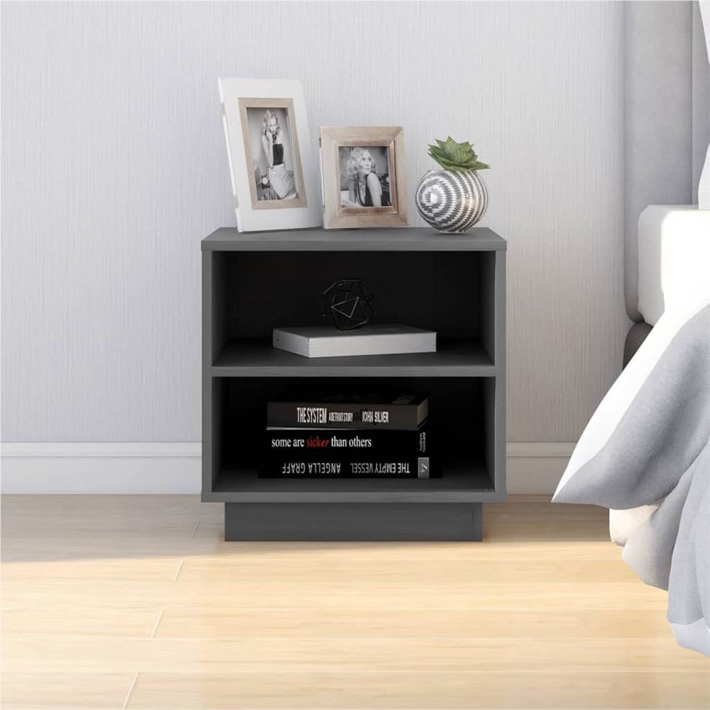 

Bedside Cabinet Grey 40x34x40 cm Solid Wood Pine