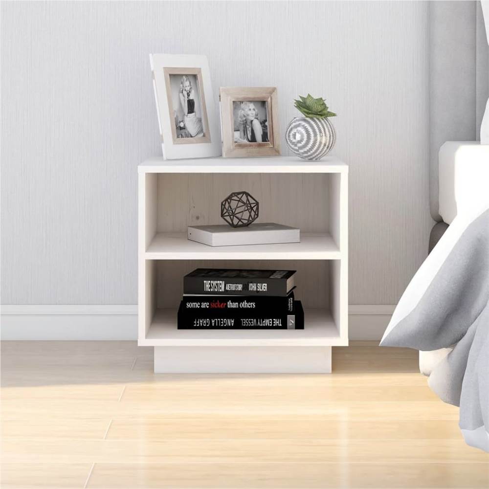 

Bedside Cabinet White 40x34x40 cm Solid Wood Pine