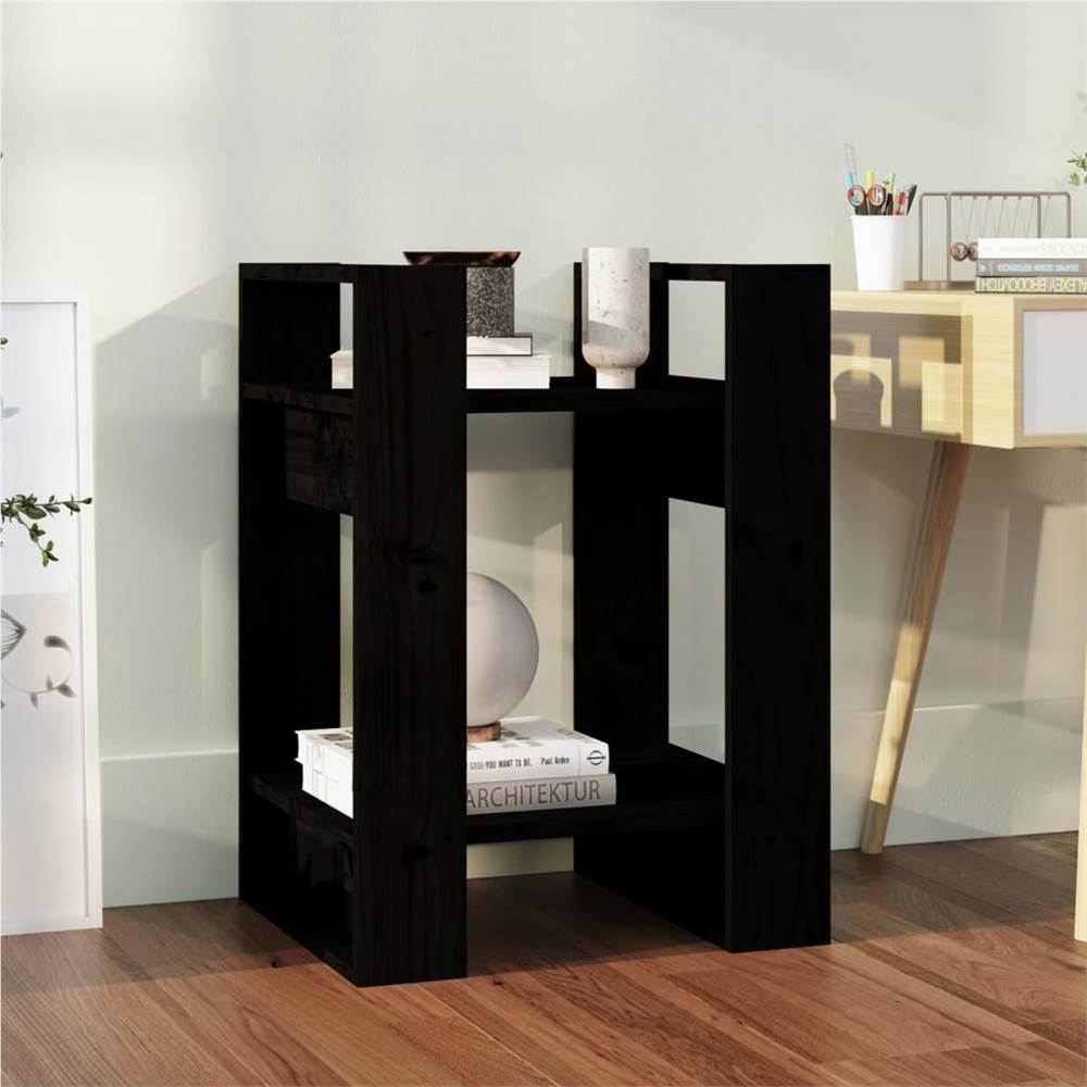 

Book Cabinet/Room Divider Black 41x35x57 cm Solid Wood Pine