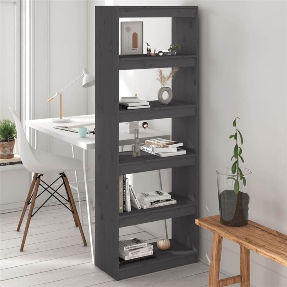 

Book Cabinet/Room Divider Grey 60x30x167.5 cm Solid Wood Pine