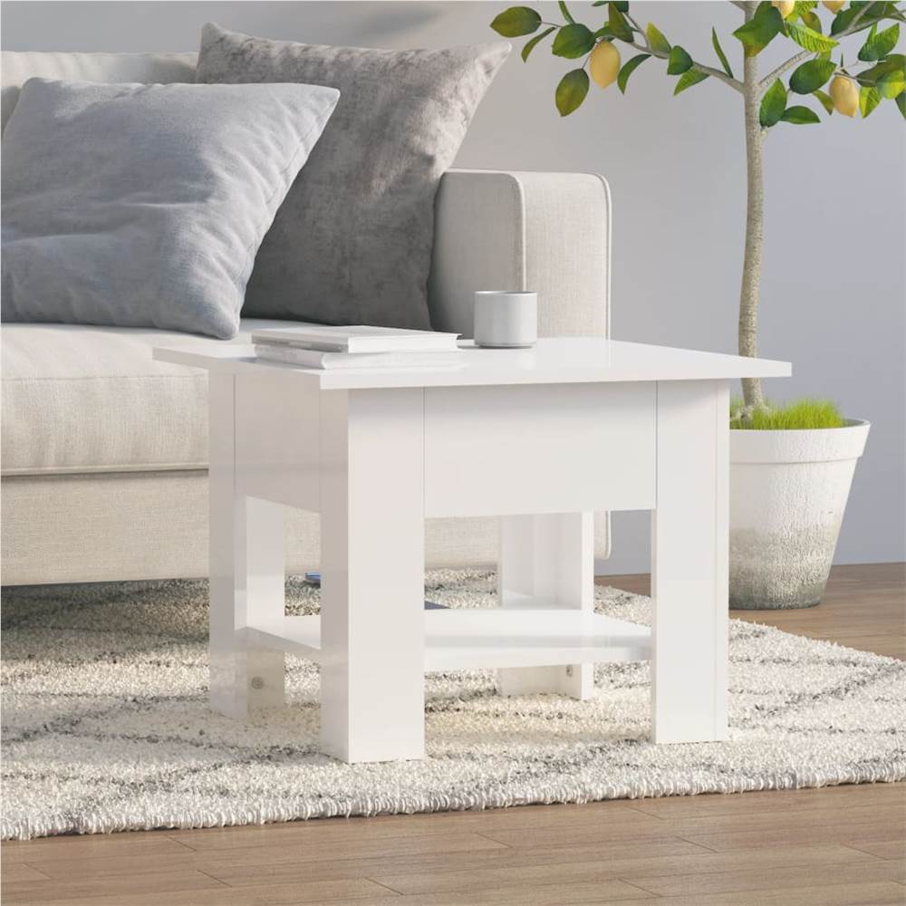 

Coffee Table High Gloss White 55x55x42 cm Chipboard